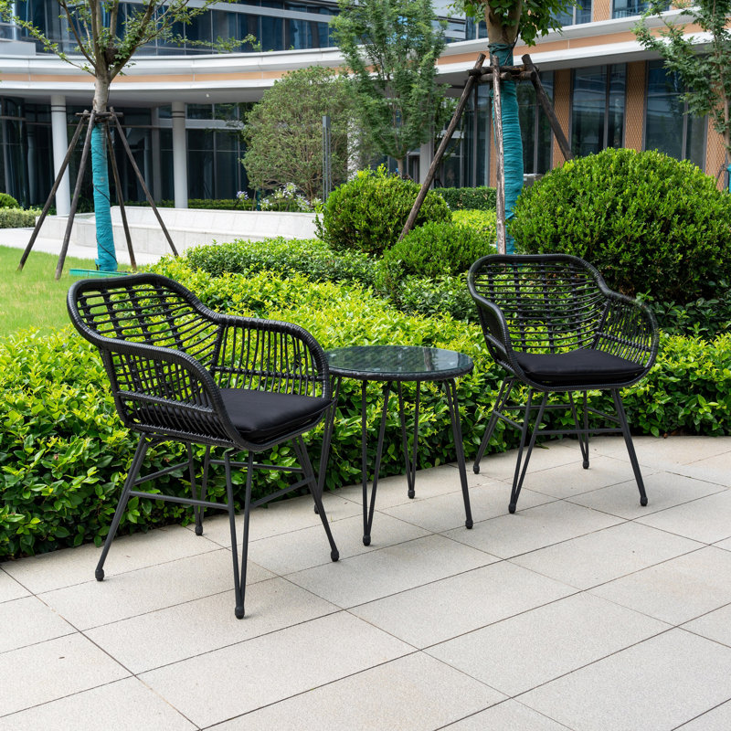 Corrigan Studio® Wicker/rattan 2 Person Seating Group With Cushions